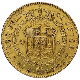 Moneda Carlos III 4 Escudos Oro 1786 M DV 13,47g
