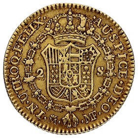 Moneda Carlos IV 2 Escudos Oro 1800 M MF 6,72g