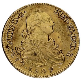 Moneda Carlos IV 2 Escudos Oro 1807 M AI 6,73g