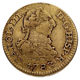 Moneda Carlos III 1/2 Escudo Oro 1783 M JD 1,76g