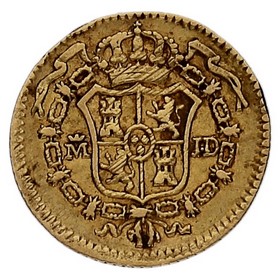 Moneda Carlos III 1/2 Escudo Oro 1783 M JD 1,76g