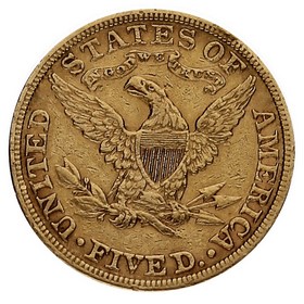 Moneda Estados Unidos 5 Dollars Half Eagle Oro 1881 8,32g