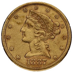 Moneda Estados Unidos 5 Dollars Half Eagle Oro 1887 S 8,33g