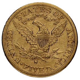 Moneda Estados Unidos 5 Dollars Half Eagle Oro 1887 S 8,33g