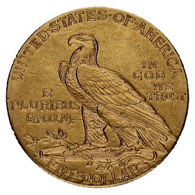 Moneda Estados Unidos 5 Dollars Indian Head Oro 1909 8,35g