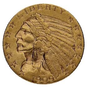 Moneda Estados Unidos 5 Dollars Indian Head Oro 1909 8,35g