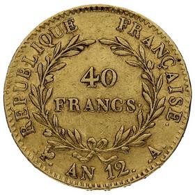 Moneda Francia 40 Francos An12 Oro 1804 12,88g