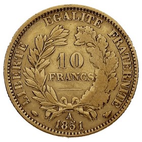 Moneda Francia 10 Francos Oro 1851 A 3,15g