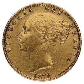 Moneda Reino Unido Soberano Reina Victoria Oro 1872 7,97g