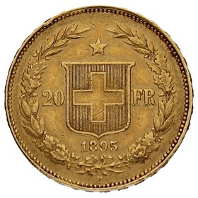 Moneda Suiza 20 Francos  Oro 1895 6,44g