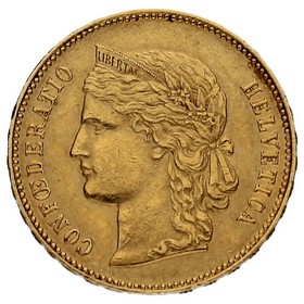 Moneda Suiza 20 Francos  Oro 1895 6,44g