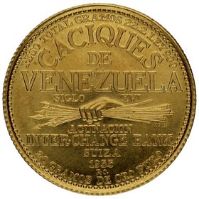Medalla Caciques de Venezuela Naiguata Oro 1955 22,20g