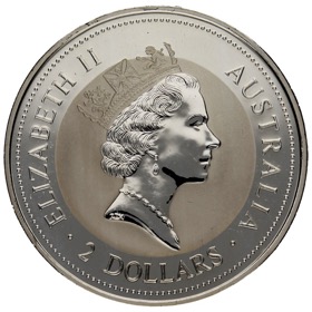 Moneda Australia 2 Dólares Kookaburra Plata 1995 2oz