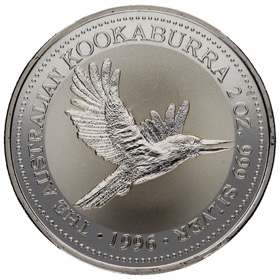 Moneda Australia 2 Dólares Kookaburra Plata 1996 2oz