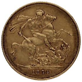 Moneda Australia 1 Soberano San Jorge Oro 1874 M-Melbourne 7,95g
