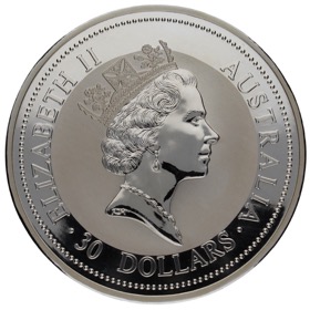 Moneda Australia 30 Dólares Kookaburra Plata 1995 1Kg