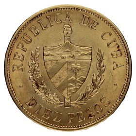 Moneda Cuba 10 Pesos Oro 1916 16,71g