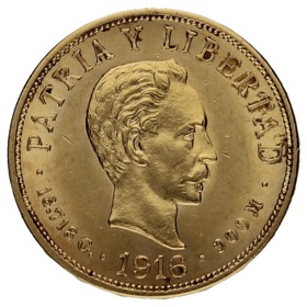 Moneda Cuba 10 Pesos Oro 1916 16,71g