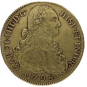 Moneda 8 Escudos Oro 1795 NR-Nuevo Reino 26,80g