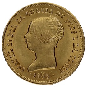 Moneda 100 Reales Oro 1855 *-Sevilla 8,41g