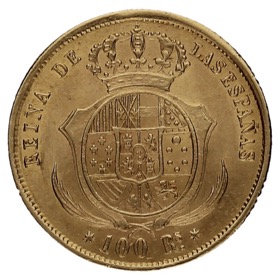 Moneda 100 Reales Oro 1860 *-Madrid 8,38g