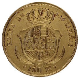 Moneda 100 Reales Oro 1862 *-Madrid 8,38g