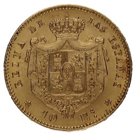 Moneda 10 Escudos Oro 1868 *-Madrid *18-*68 8,39g