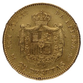 Moneda 25 Pesetas Oro 1876 *-Madrid *18-*76 DEM 8,05g