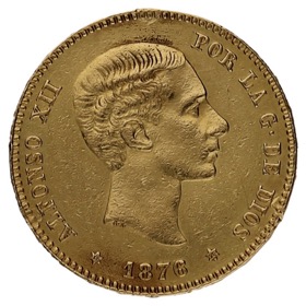 Moneda 25 Pesetas Oro 1876 *-Madrid *18-*76 DEM 8,05g