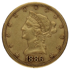 Moneda Estados Unidos 10 Dólares Oro 1886 S-San Francisco 16,64g