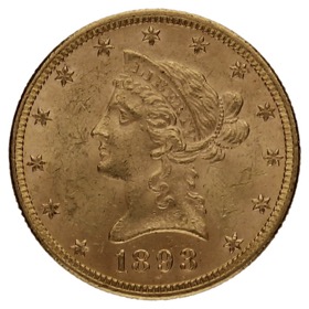 Moneda Estados Unidos 10 Dólares Oro 1893 Philadelphia 16,71g