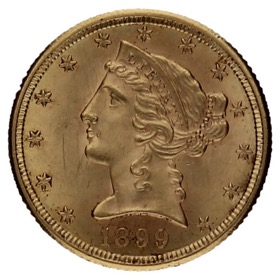 Moneda Estados Unidos 5 Dólares Oro 1899 S-San Francisco 8,35g