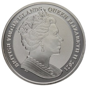 Moneda Islas Virgenes Británicas 1 Dólar Flamenco Americano Plata 2021 1oz