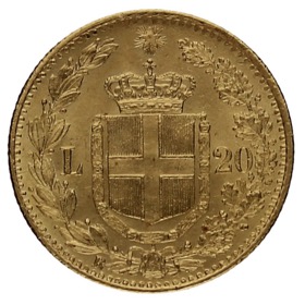 Moneda Italia 20 Liras Oro 1881 R-Roma 6,44g