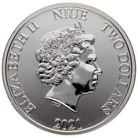 Moneda Niue 2 Dólares Tortuga Plata 2021 1oz
