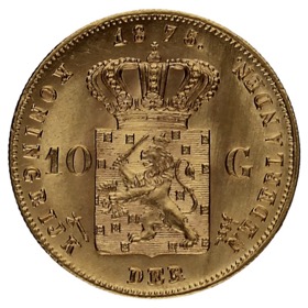 Moneda Países Bajos 10 Florines Oro 1875 6,72g