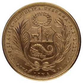 Moneda Perú 50 Soles de Oro Oro 1966 Lima 24,36g