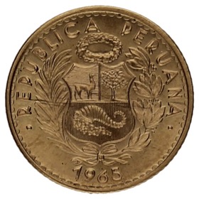 Moneda Perú 10 Soles de Oro Oro 1965 Lima 4,68g