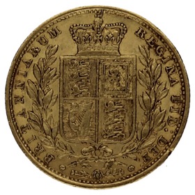 Moneda Reino Unido 1 Soberano Escudo Oro 1853 7,95g