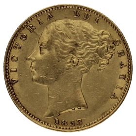 Moneda Reino Unido 1 Soberano Escudo Oro 1853 7,95g