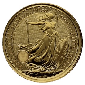 Moneda Reino Unido 10 Libras ⅒ Britannia Oro 2024 3,13g
