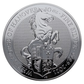Moneda Reino Unido 10 Libras Bestias de la Reina-Caballo blanco de Hanover Plata 2021 10oz