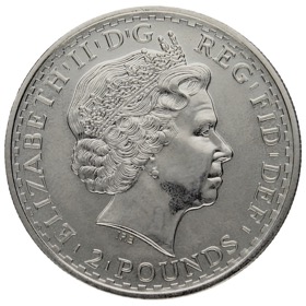 Moneda Reino Unido 2 Libras Brittannia Plata 2001 33,62g