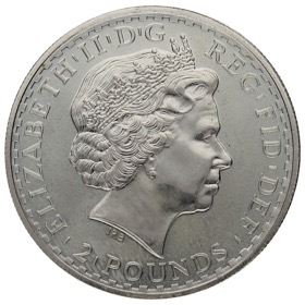 Moneda Reino Unido 2 Libras Brittannia Plata 2003 33,62g