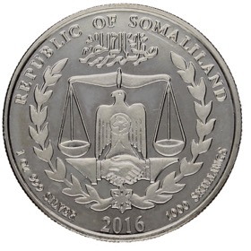 Moneda Somaliland 1000 Chelines Año del Mono Plata 2016 1oz