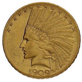 Moneda Estados Unidos 10 Dollars Indian Head Oro 1909 16,71g