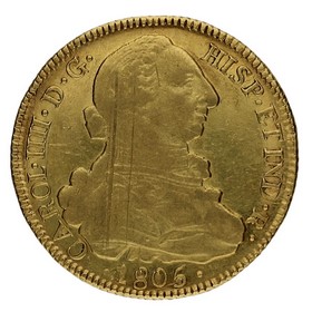 Moneda Carlos IV 8 Escudos Oro 1805 Santiago FJ 26,93g