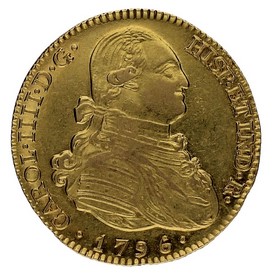 Moneda Carlos IV 4 Escudos Oro 1796 Madrid MF 13,49g