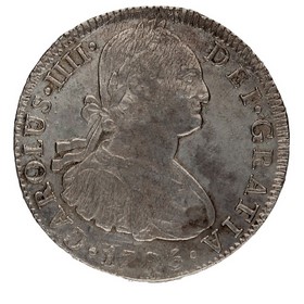 Moneda Carlos IV 8 Reales Plata 1795 México FM 26,98g