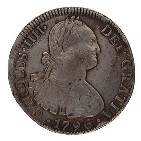 Moneda Carlos IV 8 Reales Plata 1796 México FM 26,76g